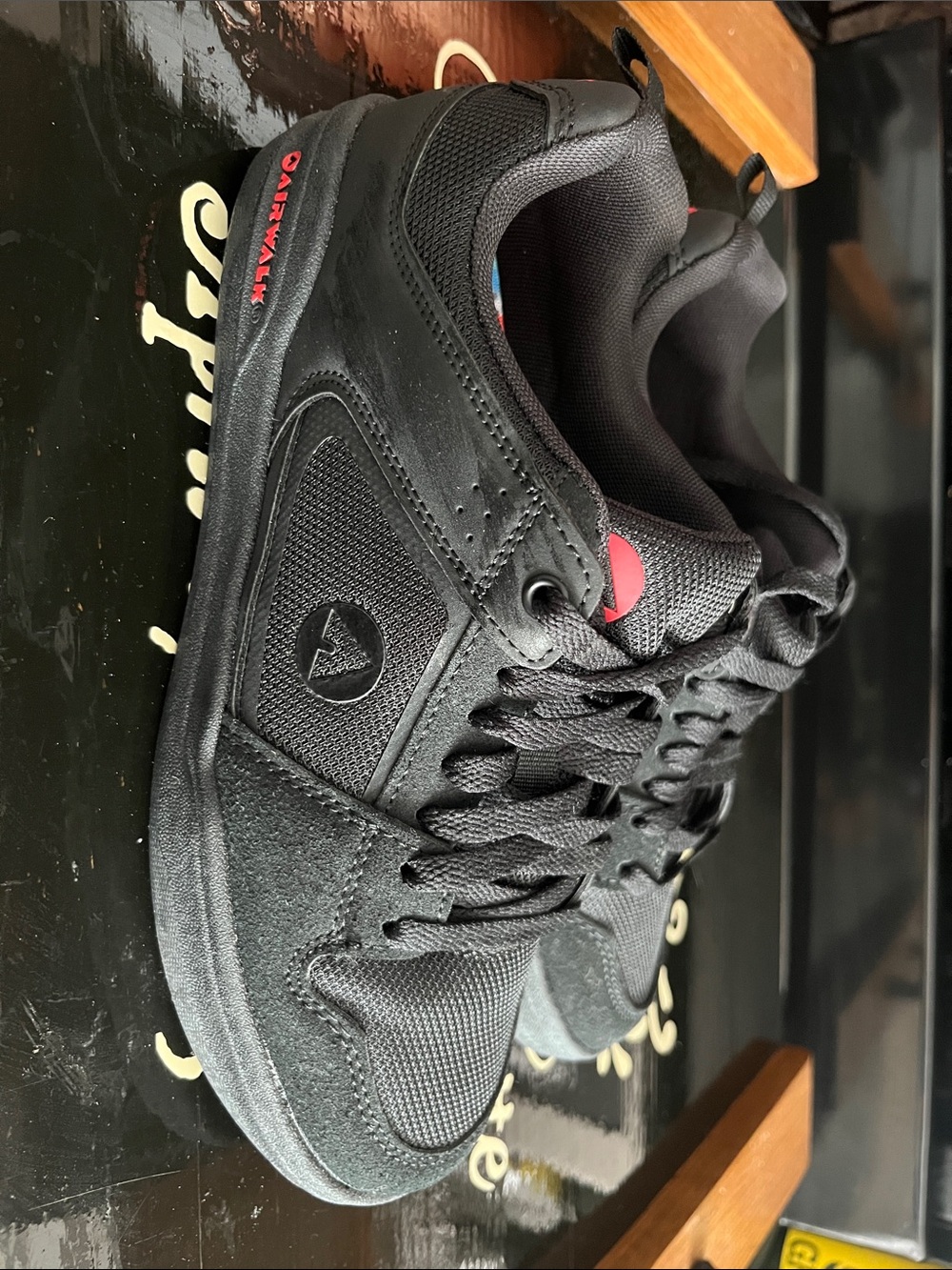 NWOT Airwalk Kids Black Sneakers with Red Accent